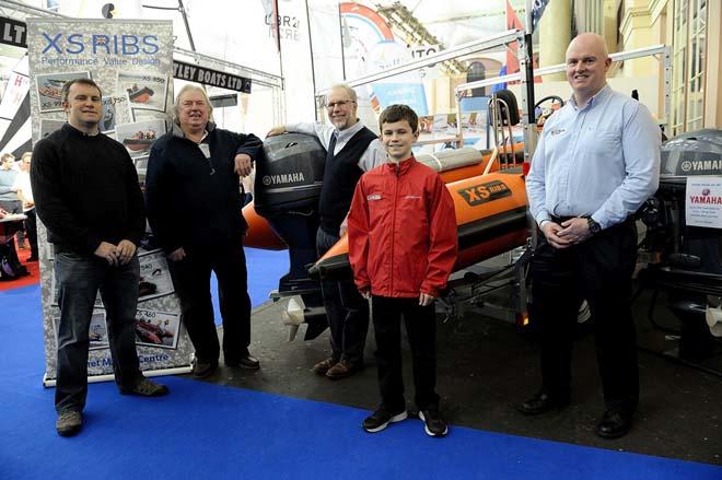 (L-R) Gareth Tweedle (Ben Tweedle Father), Philip Bloodworth (Techno Class Association chairman), Peter Whipp (Eric Twiname Trust Chairman), Ben Tweedle (Techno Windsurfer), Ed Stevens (RYA Equipment Store Manager) ©  Chris Churchill http://www.churchillphoto.co.uk